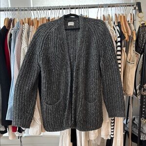 Cozy Gray Ribbed Knit Cardigan